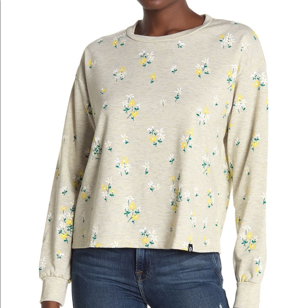 NWT CIRCLEX All Over Floral Sweatshirt Oatmeal XL